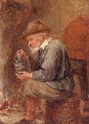 unknow artist, An old man sitting by the fire,pouring with into a roemer